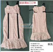 绍兴服装裁片外发：针织蕾丝连衣裙，有里布