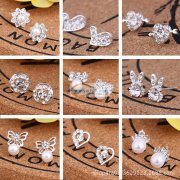 寻找饰品小耳钉手工点钻，