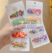 采购图示植绒发圈和发夹，幻彩的，有做这款