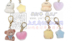 外贸公司诚寻能做如图款植绒钥匙扣植绒配件